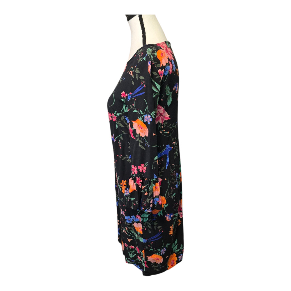 Old Navy Dark Floral Whimsigoth Mini Dress Size XS Bell Sleeve Festival Boho - Picture 2 of 12
